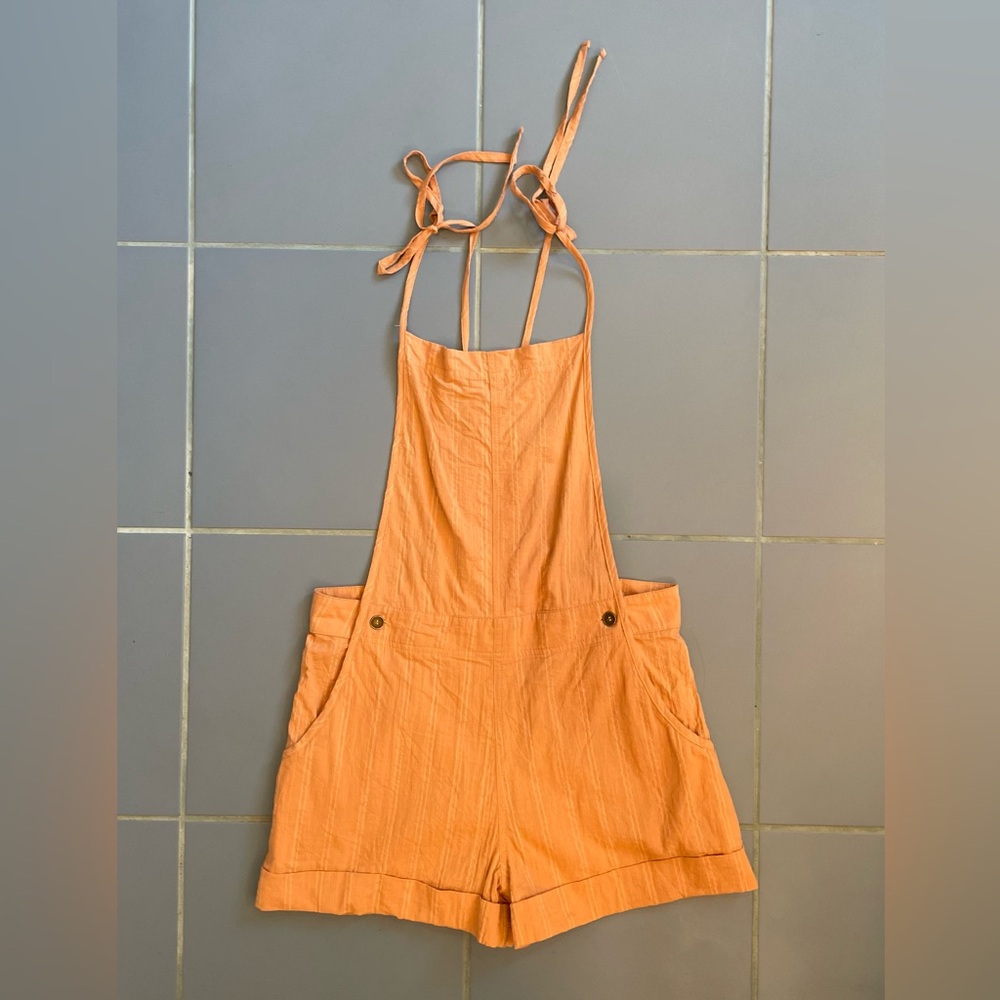 Orange Strappy Romper Overalls